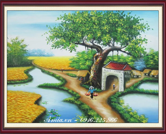 10 mẫu tranh phong cảnh quê hương đẹp nhất- Amia Hà Nội