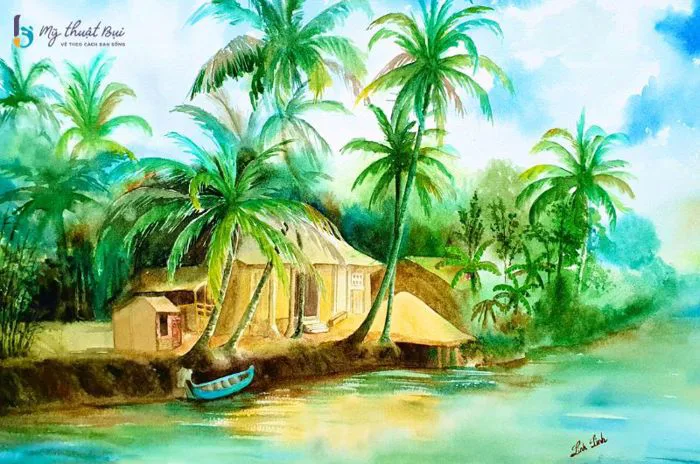99+ bức tranh phong cảnh quê hương, làng quê Việt Nam đẹp và ý nghĩa | Mỹ  Thuật Bụi