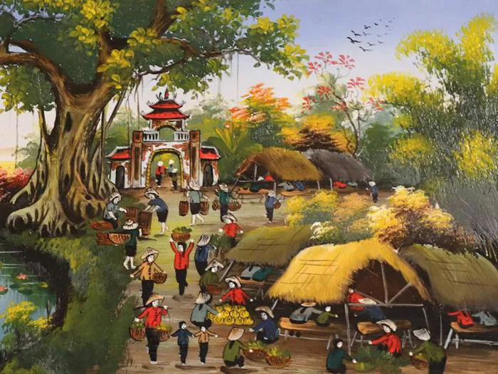 Vẽ tranh chợ Tết đơn giản – Giữ gìn nét đẹp văn hóa Việt