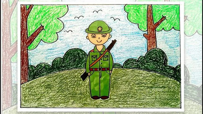 Vẽ chú bộ đội đơn giản | Tranh vẽ chú bộ đội, Mầm non, Cách vẽ