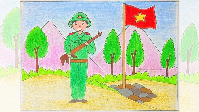 Vẽ chú bộ đội | Vẽ tranh chú bộ đội của chúng em: Vẽ chú bộ đội đứng canh  gác (P27)