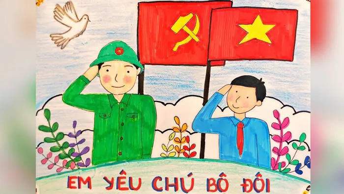 Vẽ tranh Em yêu chú bộ đội | Vẽ tranh kỉ niệm Ngày quân đội nhân dân Việt  Nam | Vẽ chú bộ đội