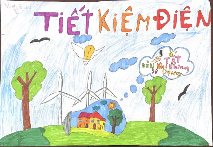 Thiếu nhi Quảng An với cuộc thi vẽ tranh “Tiết kiệm điện”.