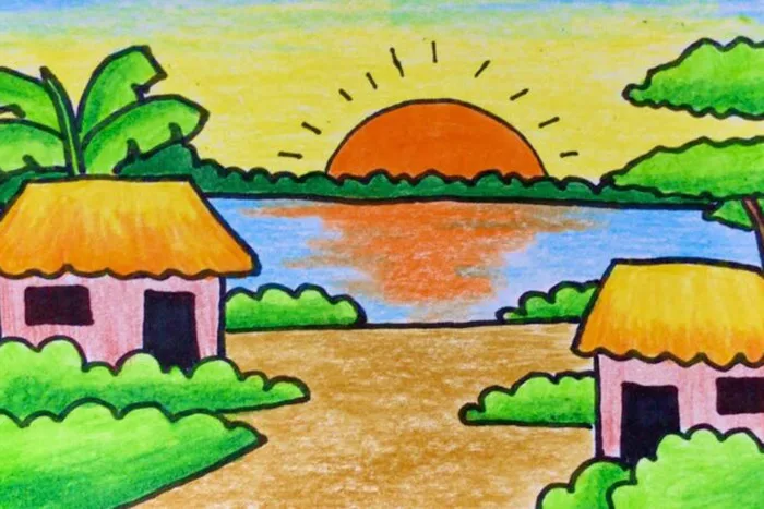 Cách vẽ tranh đề tài tự do sáng tạo, đơn giản hot nhất năm 2024