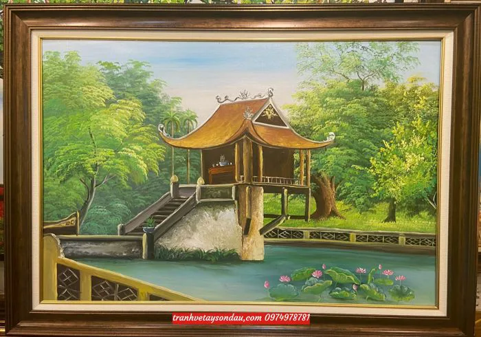 Tranh chùa một cột ,tranh chùa một cột hà nội Sv17 - Tranh Sơn Dầu Hà Nội- Tranh Hà Nội