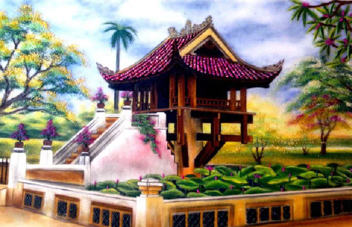 Tranh Đá Quý Chùa Một Cột Nghệ Thuật Độc Đáo - TRANH ĐÁ QUÝ NAM KHÁNH