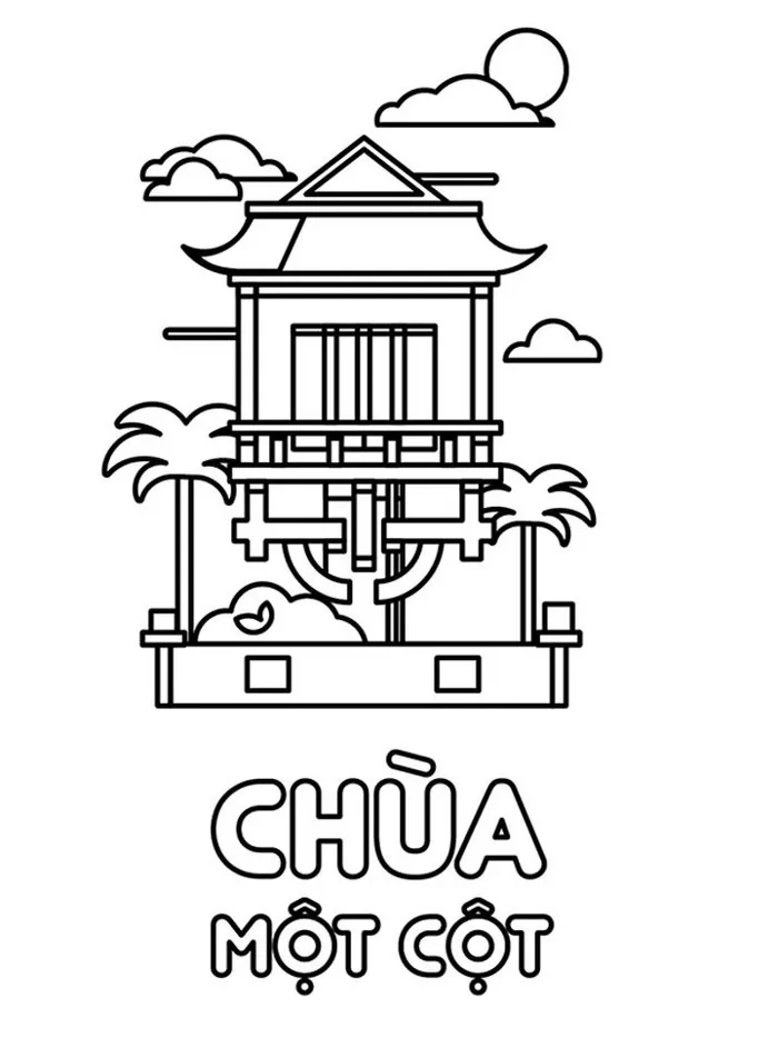 Tô màu Chùa Một Cột - Trang Tô Màu Cho Bé