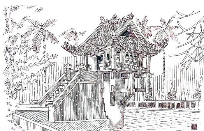 Góc ký họa: Chùa Một Cột