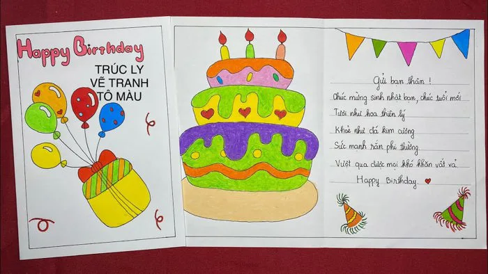 VẼ THIỆP CHÚC MỪNG SINH NHẬT | draw happy birthday card | vẽ tranh chủ đề  thiệp chúc mừng sinh nhật