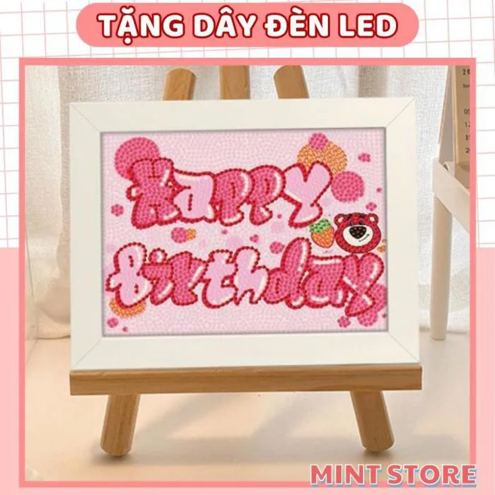 Tranh đính đá mini DIY Happy Birthday có khung tranh đính đá tự làm thiệp chúc  mừng sinh nhật Tranh Đính Đá Mini Dành Cho Trẻ Em 6-12 Tuổi Tranh Đính Đá