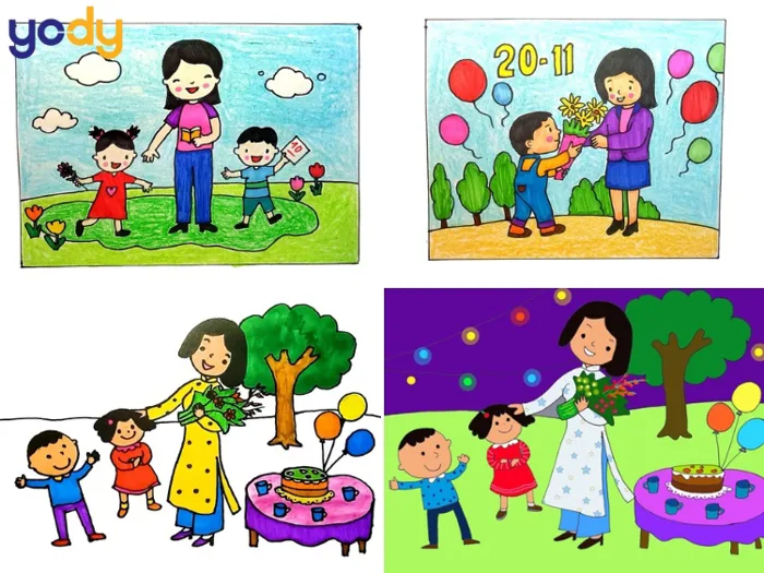 50+ ý tưởng vẽ tranh 20/11 tri ân thầy cô đơn giản, đẹp mắt | Yody