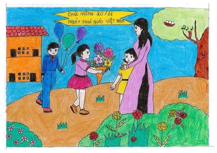 Vẽ tranh ngày 20/11: Hướng dẫn cách vẽ & chủ đề gợi ý