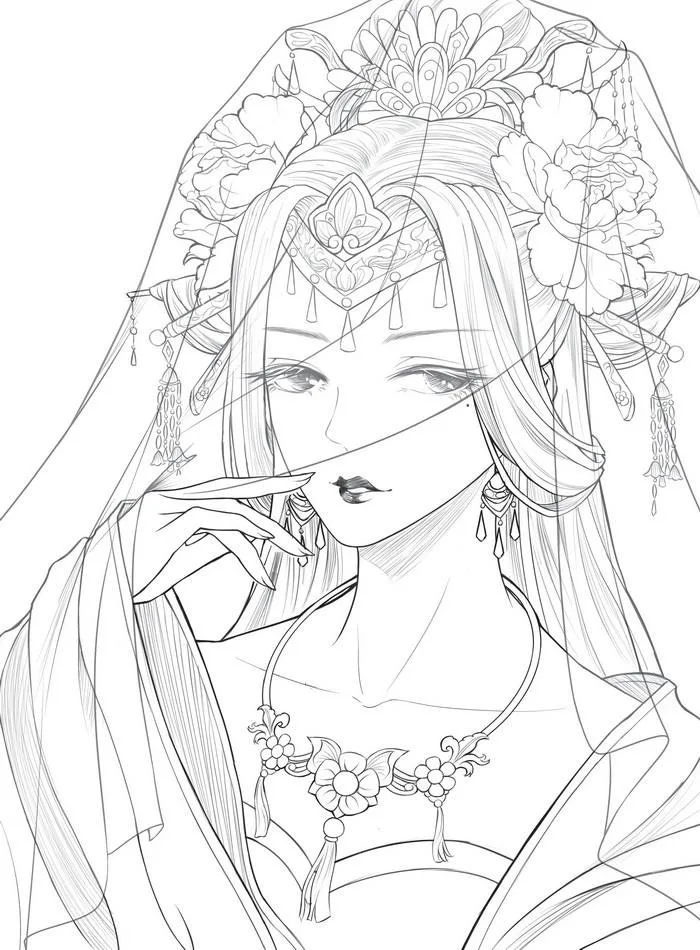 Tranh tô màu anime cổ trang đẹp nhất
