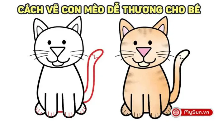 Cách tập vẽ, tô màu tranh hình CON MÈO cute dễ thương đơn giản nhất