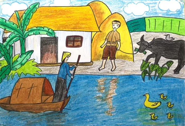 Vẽ Tranh Cuộc Sống Quanh Em Tươi Đẹp Đơn Giản