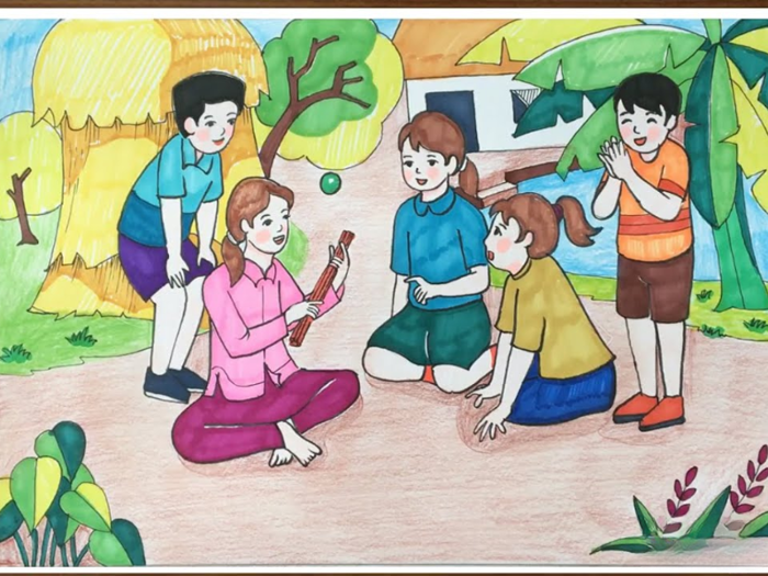 Hướng dẫn cách vẽ tranh cuộc sống quanh em đẹp - Artnam