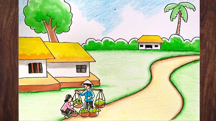 Vẽ Phong Cảnh ĐỀ TÀI CUỘC SỐNG QUANH EM | how to draw scenery #drawing  #vetranh