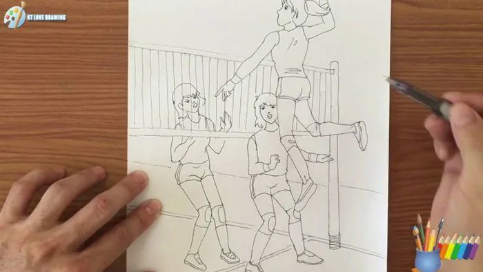 Vẽ dáng người chơi bóng chuyền / Draw the figure of volleyball players