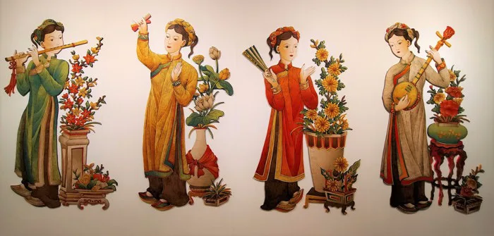 bộ tranh dân gian được họa sỹ trẻ vẽ lại vô cùng xịn | Áo dài Cô Sáu