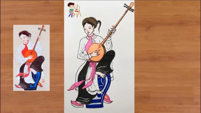 Vẽ mô phỏng tranh dân gian Hàng Trống - Tố nữ | Nét màu trong tranh dân  gian Hàng Trống