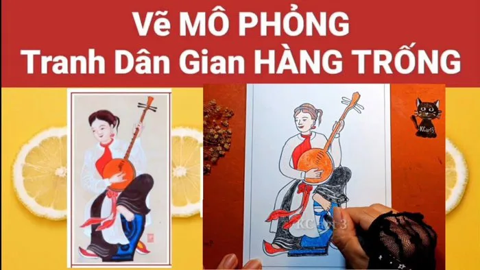 Nét màu trong tranh dân gian Hàng Trống | Vẽ Mô Phỏng tranh Dân Gian Hàng  Trống -Tố nữ ngồi| KCart3
