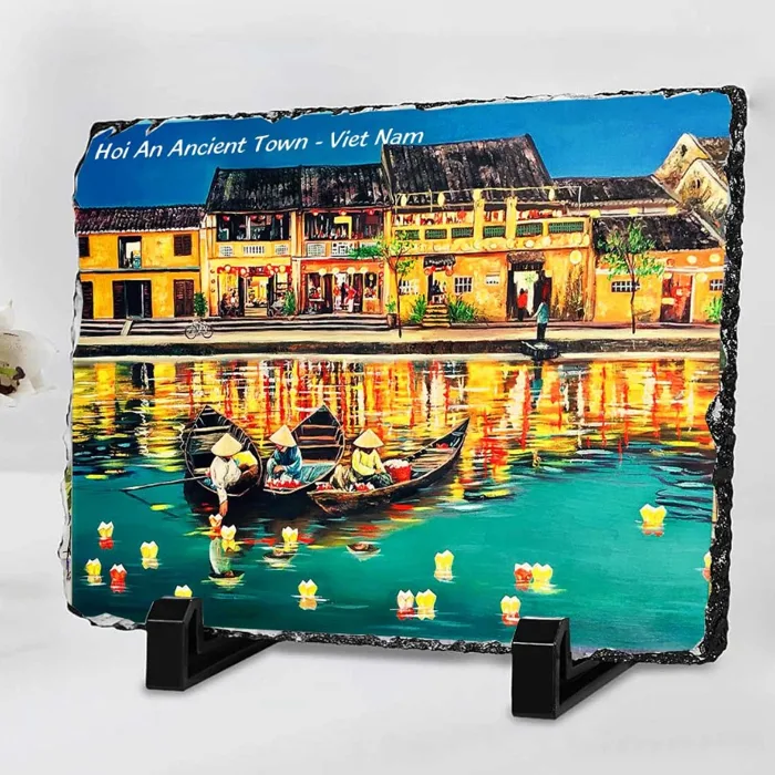 Tranh đá thiên nhiên in hình vẽ danh lam thắng cảnh quê hương, quà tặng lưu  niệm du lịch Việt Nam