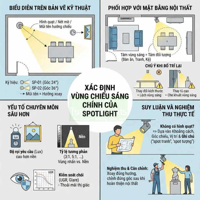 Ký hiệu đèn spotlight là gì? Ý nghĩa trong bản vẽ kỹ thuật