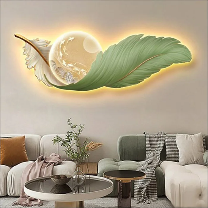 Tranh Đèn Led Tráng Gương Pha Lê Lông Vũ Cao Cấp 6