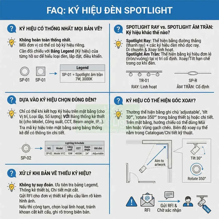 Ký hiệu đèn spotlight là gì? Ý nghĩa trong bản vẽ kỹ thuật