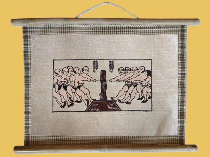 Tranh Đông Hồ Hội Kéo Co Dán Mành 45cm x 32cm | Tranh Dân Gian Đông Hồ Tranh Đông Hồ Hội Kéo Co Dán Mành 45cm x 32cm | Tranh Dân Gian Đông Hồ