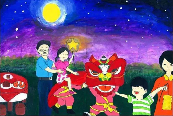Gợi ý mẫu và cách vẽ tranh lễ hội Trung thu độc đáo
