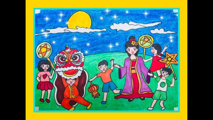 VẼ TRANH ĐỀ TÀI LỄ HỘI: VUI TRUNG THU - LỄ HỘI TRĂNG RẰM 🌕 - YouTube