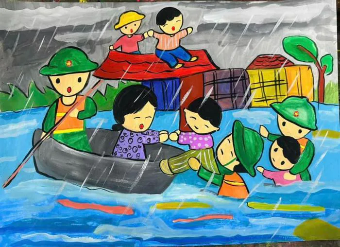 Vẽ tranh phòng chống thiên tai và thông điệp tuyên truyền