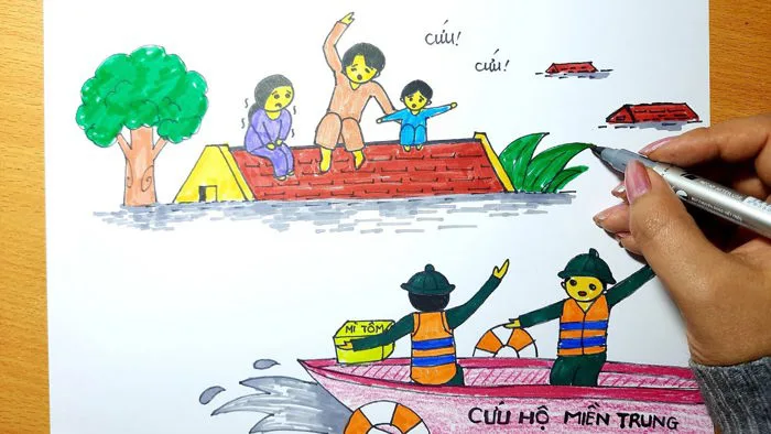 Vẽ Tranh MIỀN TRUNG LŨ LỤT - CỨU TRỢ MIỀN TRUNG LŨ LỤT THƯƠNG TÂM I Ong Mật  Mỹ Thuật #82