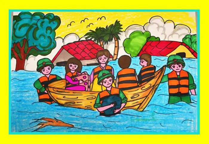 Vẽ tranh phòng chống thiên tai và thông điệp tuyên truyền