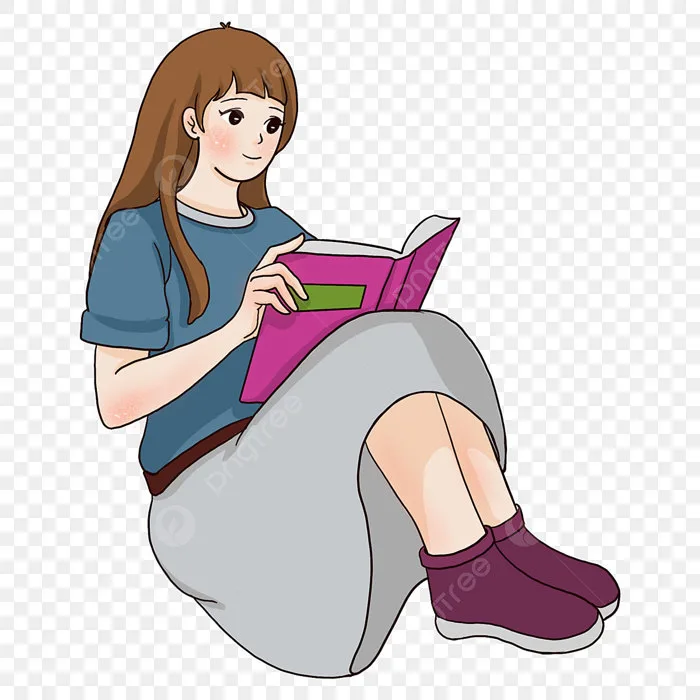 Hình ảnh Ngày Sách Thế Giới Một Bức Tranh Theo Phong Cách Vẽ Tay Tươi Mới  Về Một Cô Gái Tóc Dài Mặc Váy Dài Và Bốt Cổ Thấp đang đọc Sách