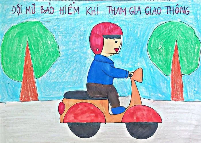 Vẽ tranh với chủ đề đội mũ xinh để bảo vệ bản thân Vẽ tranh với chủ đề đội mũ xinh để bảo vệ bản thân