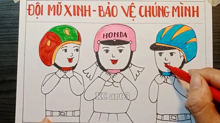 Tranh áp phích - cổ động : vẽ đội mũ xinh bảo vệ chúng mình | vẽ mũ bảo hiểm | vẽ an toàn giao thông Tranh áp phích - cổ động : vẽ đội mũ xinh bảo vệ chúng mình | vẽ mũ bảo hiểm | vẽ an toàn giao thông