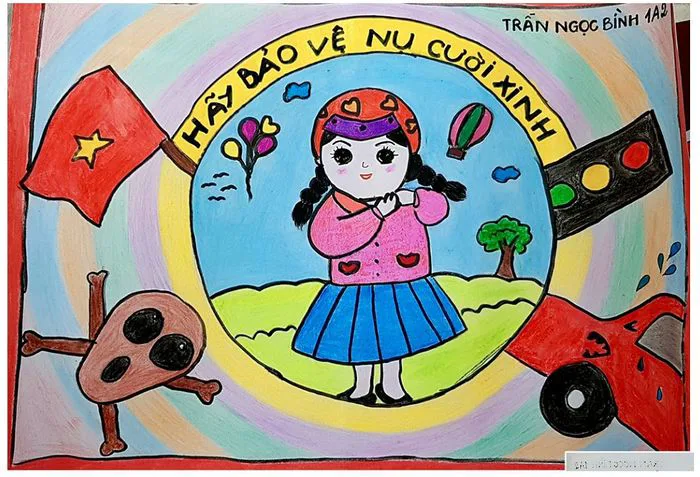 Vẽ tranh với chủ đề đội mũ xinh để bảo vệ bản thân Vẽ tranh với chủ đề đội mũ xinh để bảo vệ bản thân