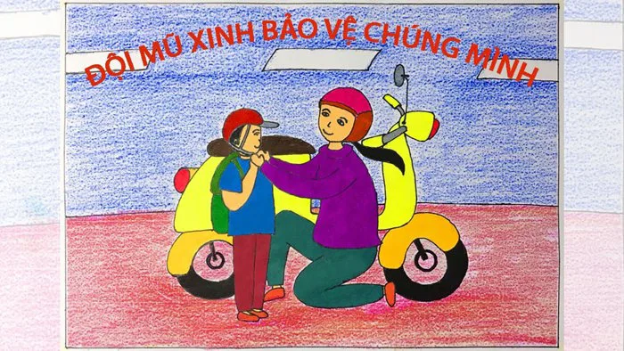 Vẽ tranh đội mũ xinh bảo vệ chúng mình | Vẽ tranh an toàn giao thông | Vẽ tranh cổ động Vẽ tranh đội mũ xinh bảo vệ chúng mình | Vẽ tranh an toàn giao thông | Vẽ tranh cổ động