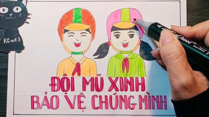 Tranh áp phích - cổ động : vẽ đội mũ xinh bảo vệ chúng mình | vẽ mũ bảo hiểm | vẽ an toàn giao thông Tranh áp phích - cổ động : vẽ đội mũ xinh bảo vệ chúng mình | vẽ mũ bảo hiểm | vẽ an toàn giao thông