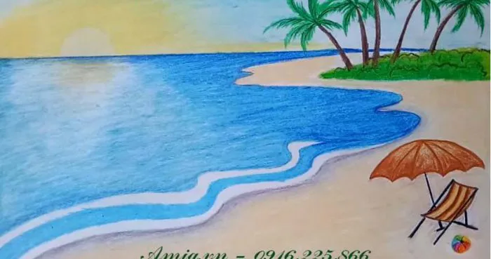Dạy bé vẽ tranh phong cảnh biển qua 7 bước đơn giản