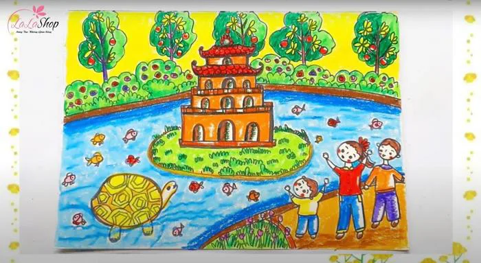 Hướng dẫn vẽ tranh phong cảnh Hà Nội đơn giản đẹp lung linh
