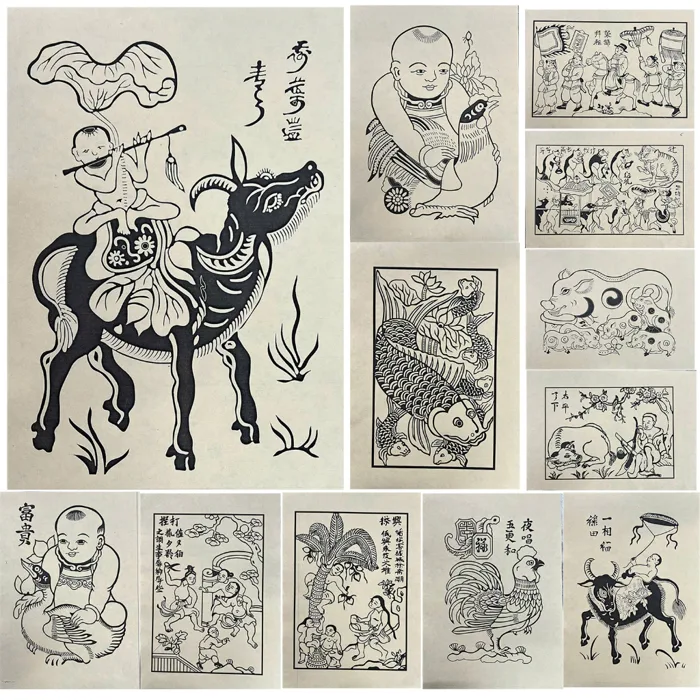 Tranh dân gian Đông Hồ in trên giấy dó A5, A4 , A3 sẵn nét đen cho bé tô  màu,trải nghiệm,chơi ngày tết, trung thu | Shopee Việt Nam