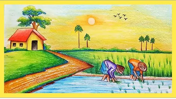 Hướng dẫn vẽ tranh phong cảnh làng quê đơn giản, đẹp nhất