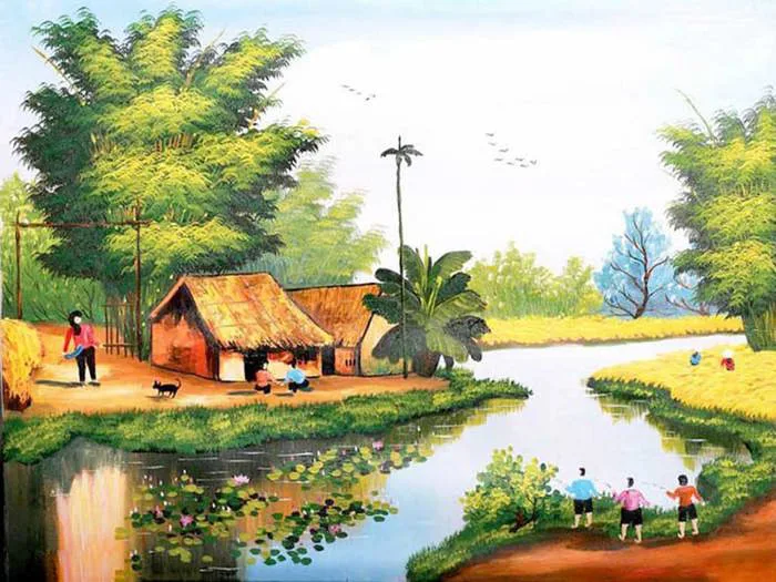 20] Mẫu Tranh Tường Phong Cảnh Đồng Quê Đẹp Nao Lòng