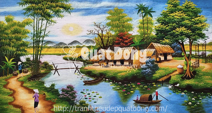 Tranh Thêu Phong Cảnh Đồng Quê Việt Nam QĐ 08