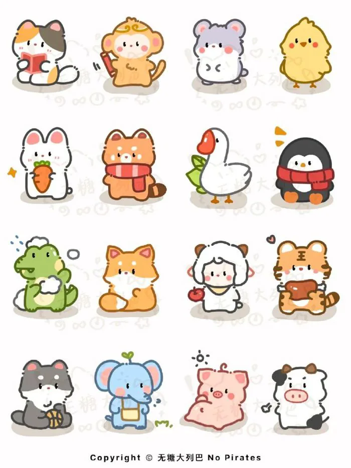 Động vật vẽ cute | Ảnh động vật cute chibi, Động vật hoạt hình, Hình vẽ