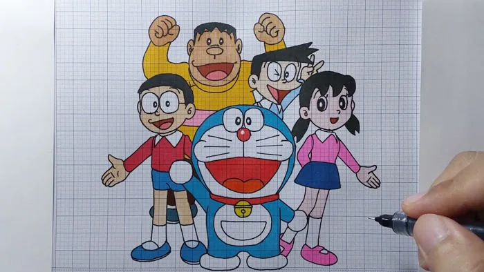 vẽ team doraemon