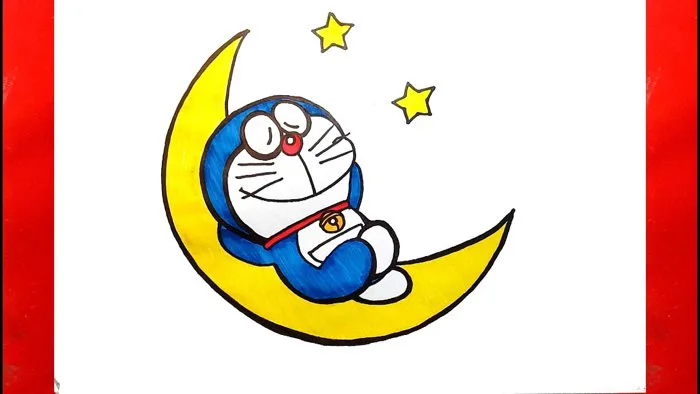 Vẽ Doremon trên mặt trăng - Vẽ Doremon dễ nhất - Cách vẽ Doremon - Vẽ tranh  Doremon - Vẽ Doreamon